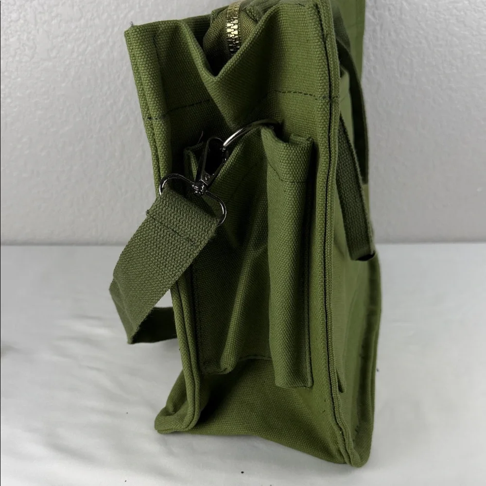 Canvas Tote Bag for Women Crossbody Work Bag Army Green - Picture 9 of 11